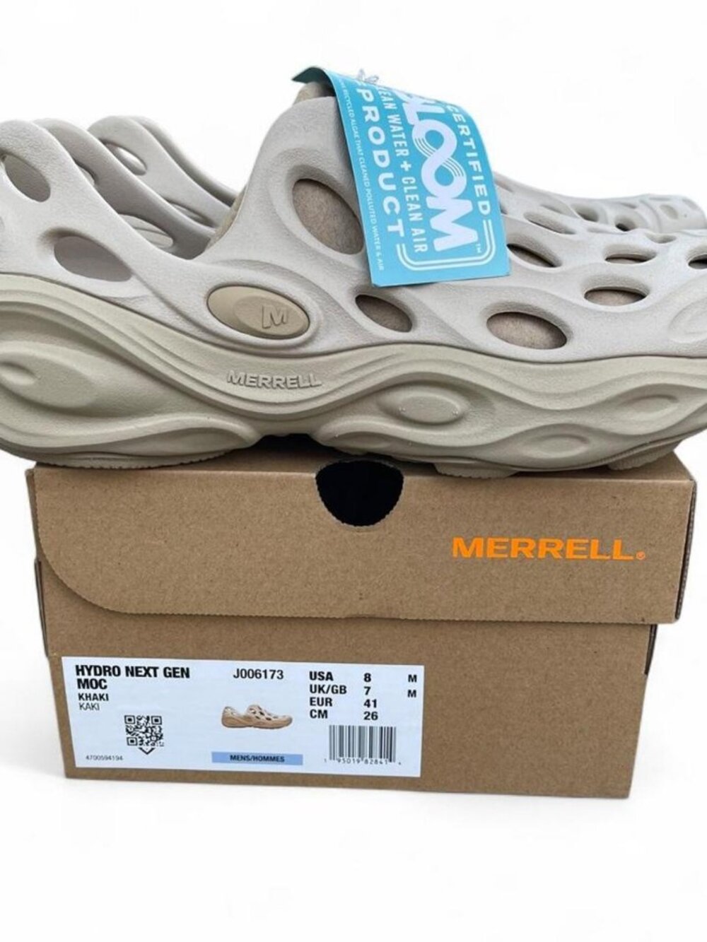 Merrell New In Box NWT Hydro Next Gen Moc Khaki Mens 8 Slip On Clogs J006173
